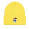 Cartoon Dog Pocket Warm Knitted Cap Beanie, Animal Woman Cap Cozy Candy Color Solid Color Pompom Beanies Knit Hat Beanie
