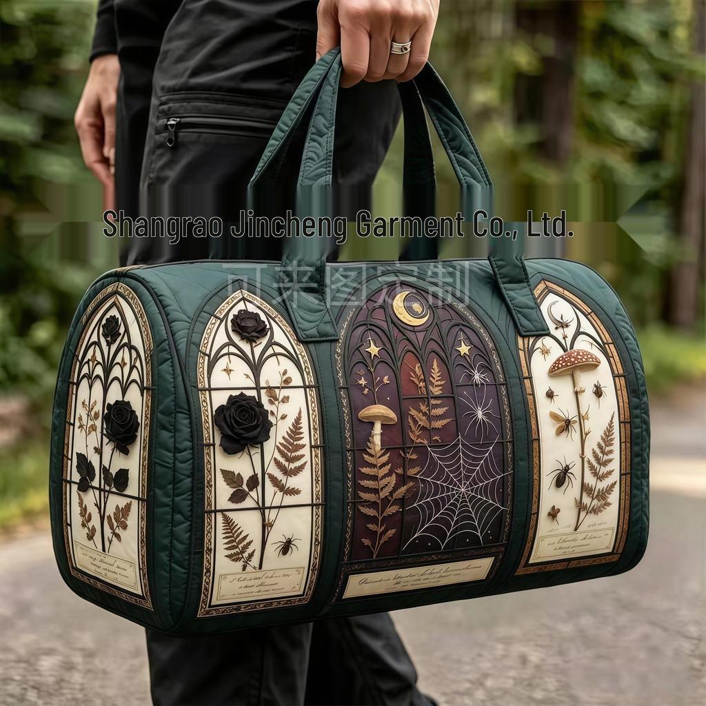 3D Gothic Stained Glass Print Halloween Gym Bag - Multi-functional Travel Bag