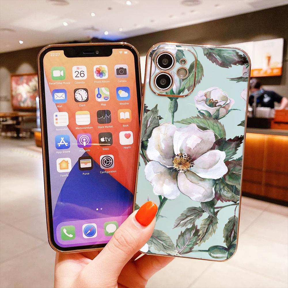 Роскошный чехол с покрытием из цветка камелии для iPhone 11 12 13 14 15 Pro Max, чехол для телефона Samsung Galaxy A51 A12 A32 A52 Xiaomi Redmi 10 10C