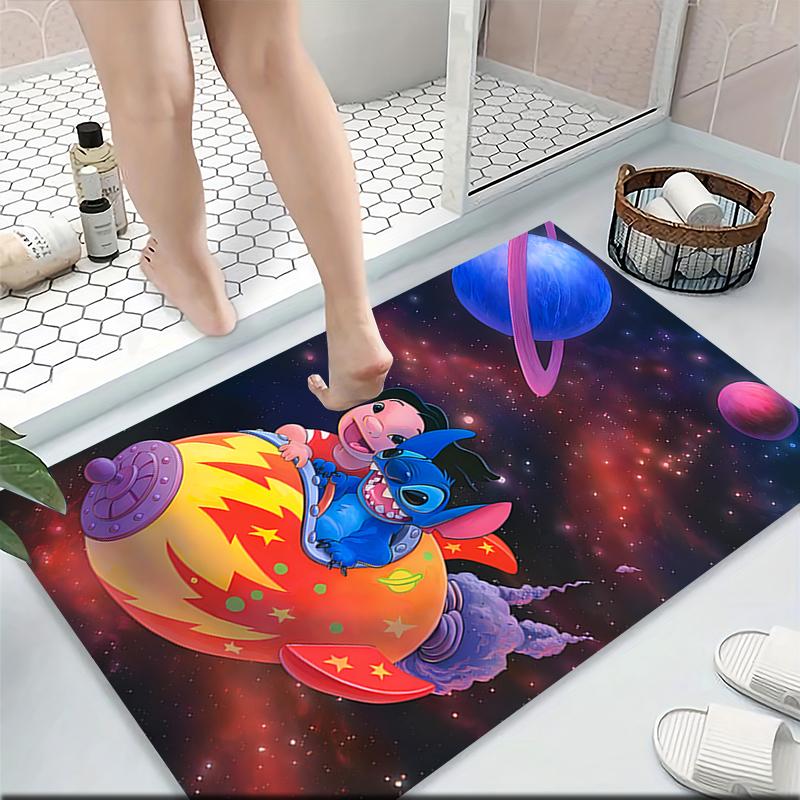 Space Adventure Stitch Carpet Rug Soft Washable Antislip Home Living Room Sofa Mats Personalized Christmas Rug