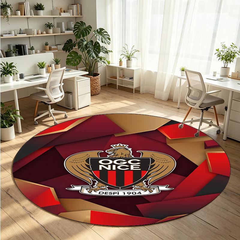 OGC Nice FC Printed Round Crystal Velvet Rug Soft Non Slip Floor Carpet For Bedroom Holiday Gift