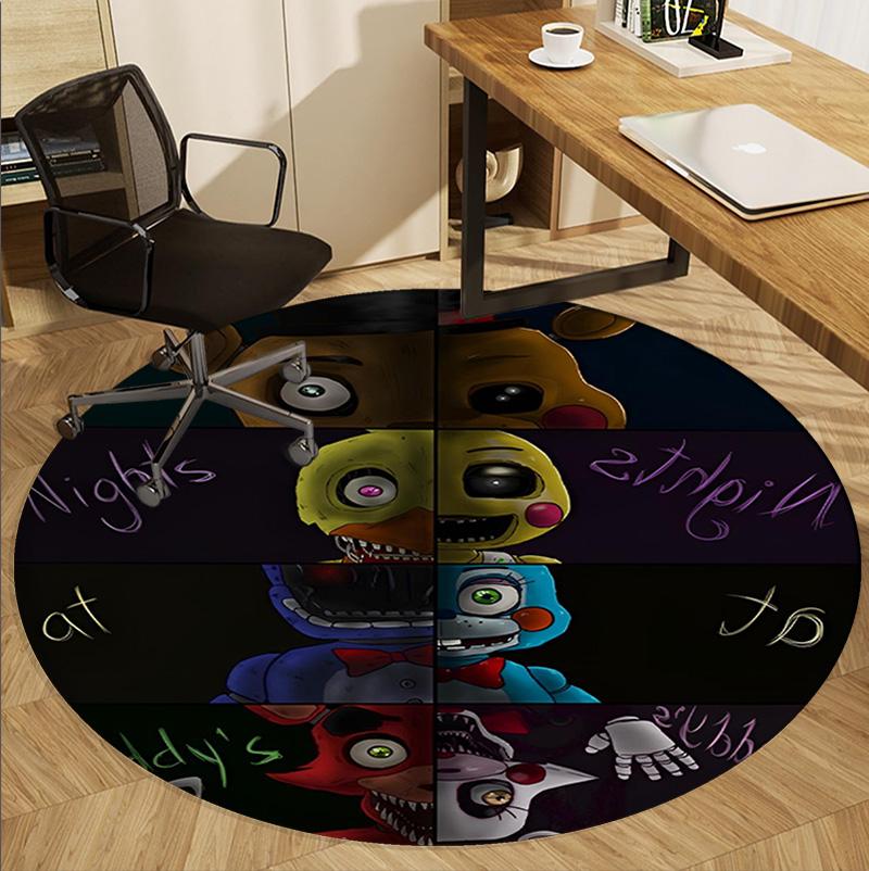 Five Nights at Freddy's Pattern Round Rug, Indoor/Outdoor Mat, for Picnic, Gameroom, Bedroom, Office, Living Room, Home Decor Carpet, Birthday Gift