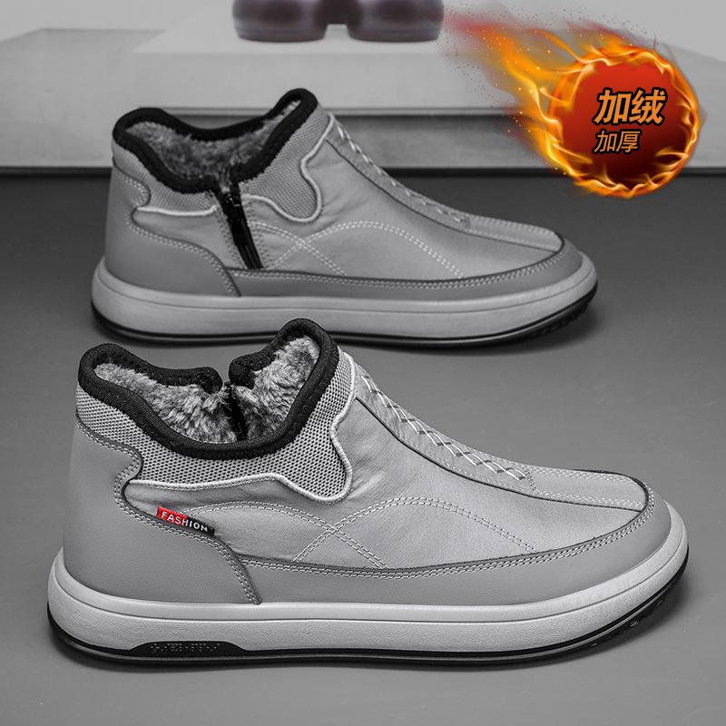 Модные зимние теплые меховые мокасины, мужская повседневная обувь, мужская обувь для прогулок на открытом воздухе, нескользящая толстая подошва, теплые мужские кроссовки, мокасины