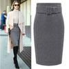 S-3XL Fall And Winter Bodycon Skirt Elegant Women's High Waist Solid Wrap Ladies Knee Length Vintage Pencil Skirts For Women QT2442