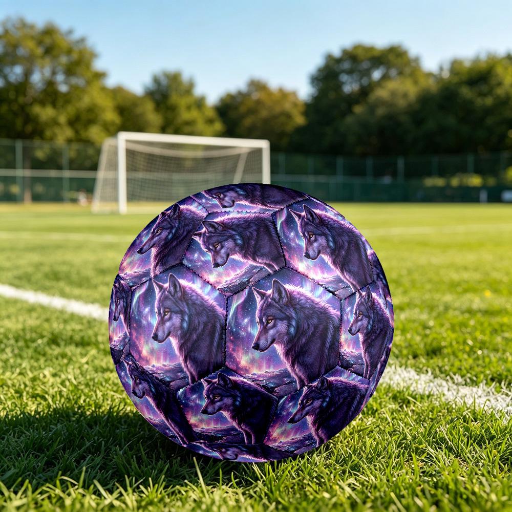 1pc Wolf Aurora Fantasy Theme Soccer Ball Football, Size 5, Lightweight PVC, Outdoor Training Soccer Ball,Sports Gift t61451
