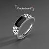 Мужское серебряное кольцо Chiba Thai с эпоксидной смолой в клетку - Модное, универсальное, с открытым дизайном