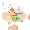 4 In 1 Drum Set Wooden Music Percussion Instrument Multifunctional Music Knocking Table Xylophone