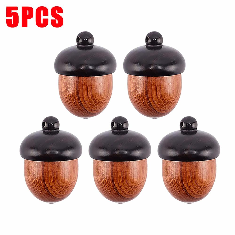 5/1Pcs Mini Wood Acorn Pendant Box Portable Rescue Pill Case Tablets Organizer Multi-purpose Storage Container DIY Acorn Pendant