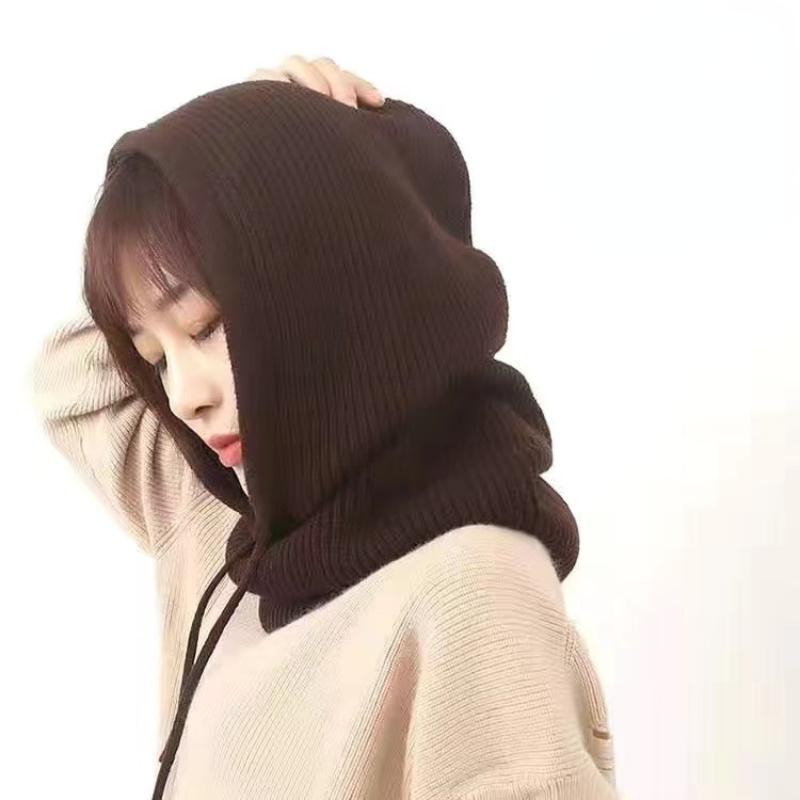 Balaclava Skullies Hats Women's Pullover Knitted Hat Autumn Winter Warm Neck Scarf Beanies Caps Ladies Cap Unisex Bonnet