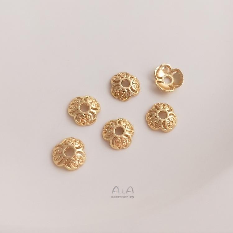 Позолоченная 14K шапочка-разделитель в виде цветка ромашки со звездой, полая, для изготовления ювелирных изделий своими руками