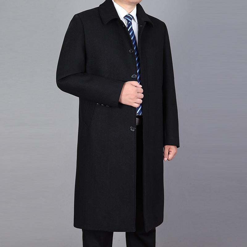 Мужское шерстяное пальто, осеннее мужское шерстяное пальто, зимняя шерстяная длинная куртка, длинное пальто