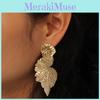 Earrings Metal Leaf With Gold Coating And Bold Design For Gift And Wedding