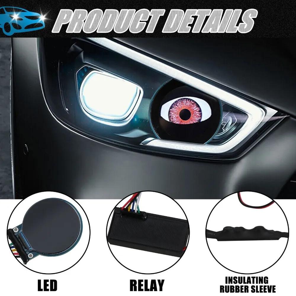 3 Inch Dynamic Devil Eye LED Car Light Headlight Assembly 6 Mode 3D Modified Eagle Eye Light With Remote Modification Kit