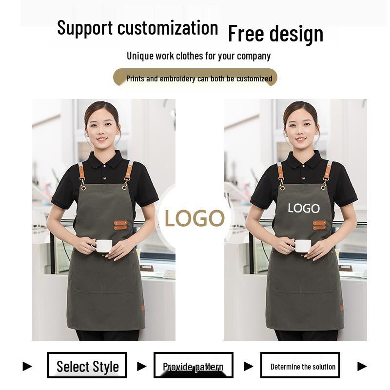 New Canvas Waterproof Oilproof Printed Apron for Kitchen, Studio, or Advertising with Logo