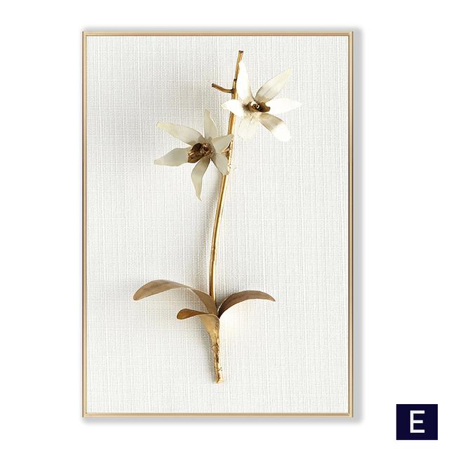 Скандинавский золотой абстрактный лист, цветок, настенное искусство, холст, современная живопись, плакат, печать, настенная картина для гостиной, домашний декор