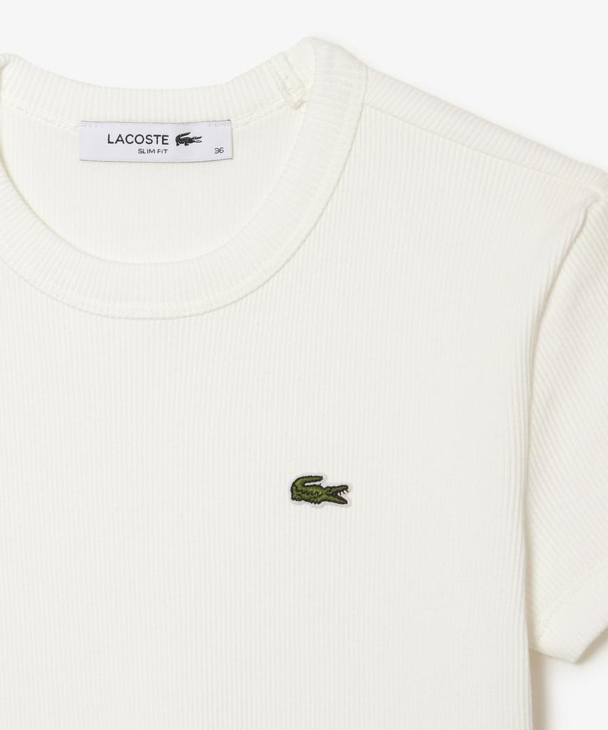 LACOSTE Женская облегающая футболка с коротким рукавом в рубчик Tf5538-56G 70V