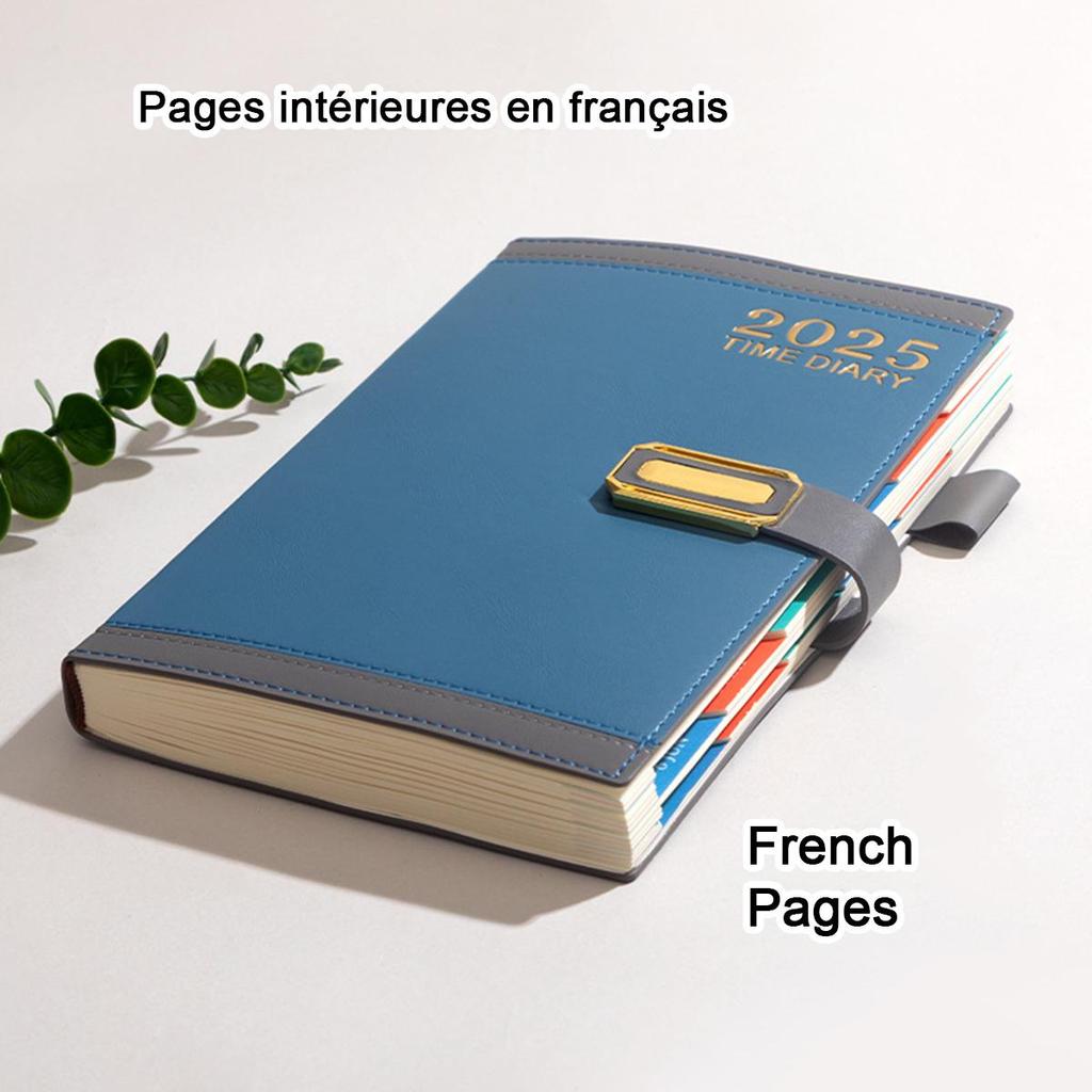 Кожаная книга учета рабочего расписания на 2025 год формата А5, страницы на английском/испанском/французском языках, ежедневник для студентов, блокнот, памятка
