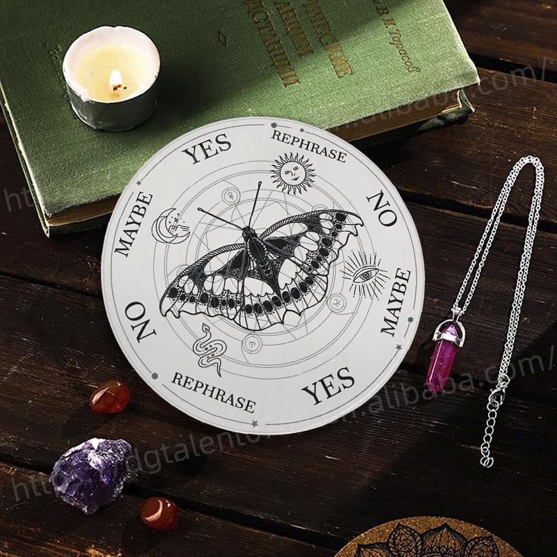 Tailai Divination Dowsing Crystal Altar Witchcraft With Crystal Dowsing Pendulum Necklace Supplies Kit Butterfly Pendulum Board