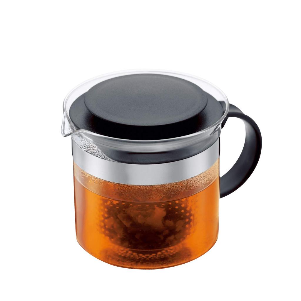 BODUM Bistro Nouveau Teapot, 1000ml, Tea Maker, Black Tea, Green Tea, Chinese Tea, Herbal Tea, Fruit Tea, Plastic Filter, Glass Beaker, Dishwasher