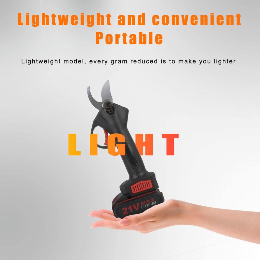 Professional 21V Cordless Electric Pruning Shears, 30mm Cutting Diameter, 1 X 1500mAh Battery, 3-4 Working Hours, Bypass Blades