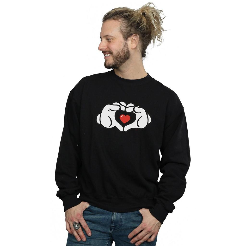 Disney Mens Mickey Mouse Heart Hands Sweatshirt