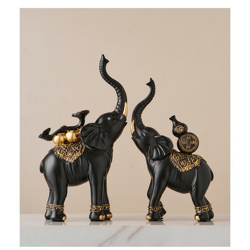 Elegant Chinese-Style Resin Elephant Figurine Living Room TV Cabinet Office Decor Gift