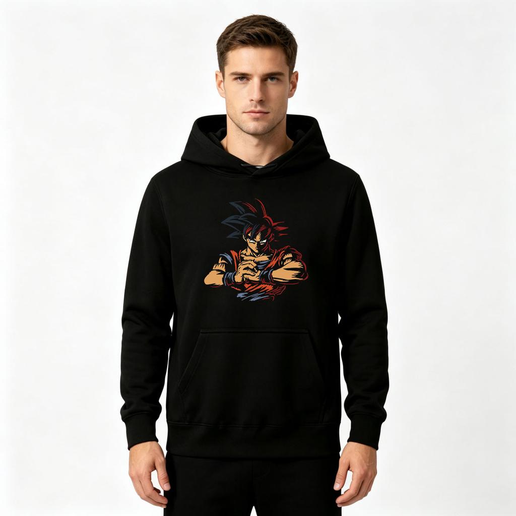 Men's Anime Character Print Pullover Hoodie Casual Long Sleeve Loose Streetwear Sweatshirt