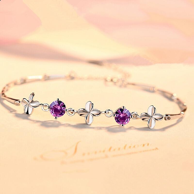 S925 Серебряный браслет с цветами клевера Su Xin, женский браслет, серебряные украшения в корейском стиле