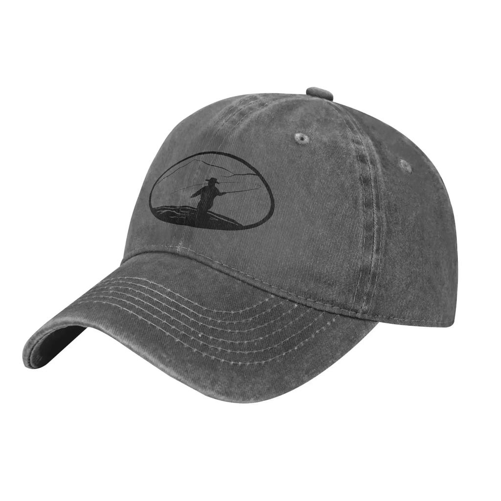 Vintage Fly Fishing Illustration Unisex Women Baseball Cap Distressed Washed Caps Hat Vintage Outdoor Activities Gift Snapback Cap