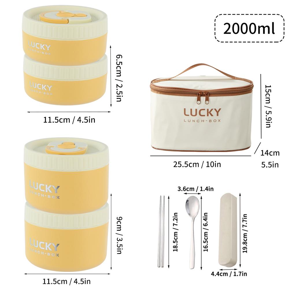 Insulated Bento Lunch Box With Tableware Microwave Safe Portable 304 Stainless Steel Food Storage Container Stackable