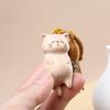 Natural Solid Wood Beech Lucky Cat Keychain Pendant, Wood Carving Cat Stationery Accessories, Handmade DIY Pendant Accessories