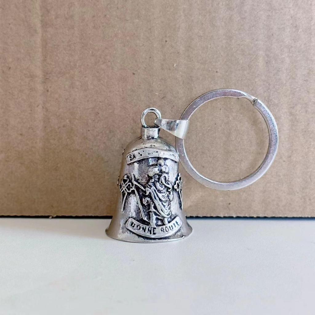 Vintage Zinc Alloy Angel Wings Bell Keychain for Bikers