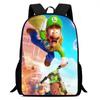 Mario Cartoon Backpack Kids School Use Lightweight Ergonomic Dual Shoulder Bag With Breathable Oxford Fabric