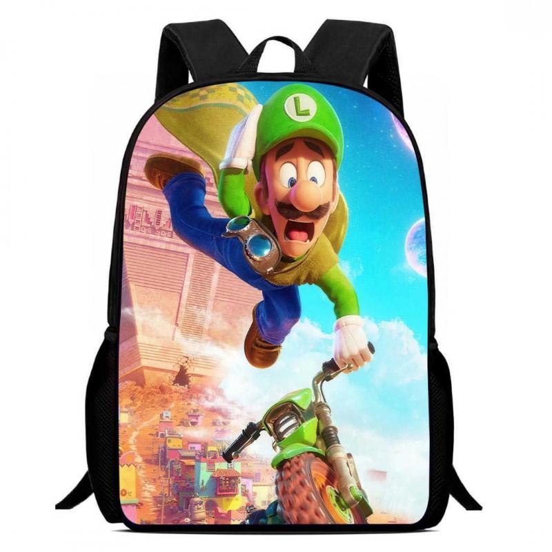 Mario Cartoon Backpack Kids School Use Lightweight Ergonomic Dual Shoulder Bag With Breathable Oxford Fabric