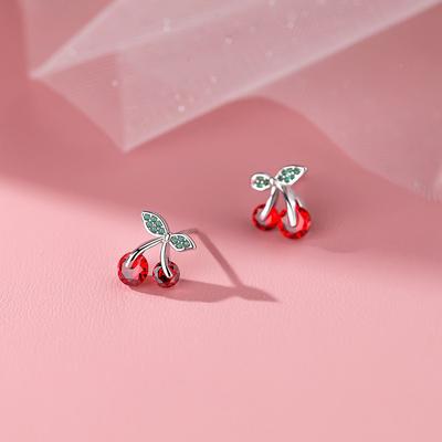Серьги Cherry для женщин, милые, легкие, роскошные, нишевые, высококачественные, универсальные, маленькие, свежие серьги, аксессуары