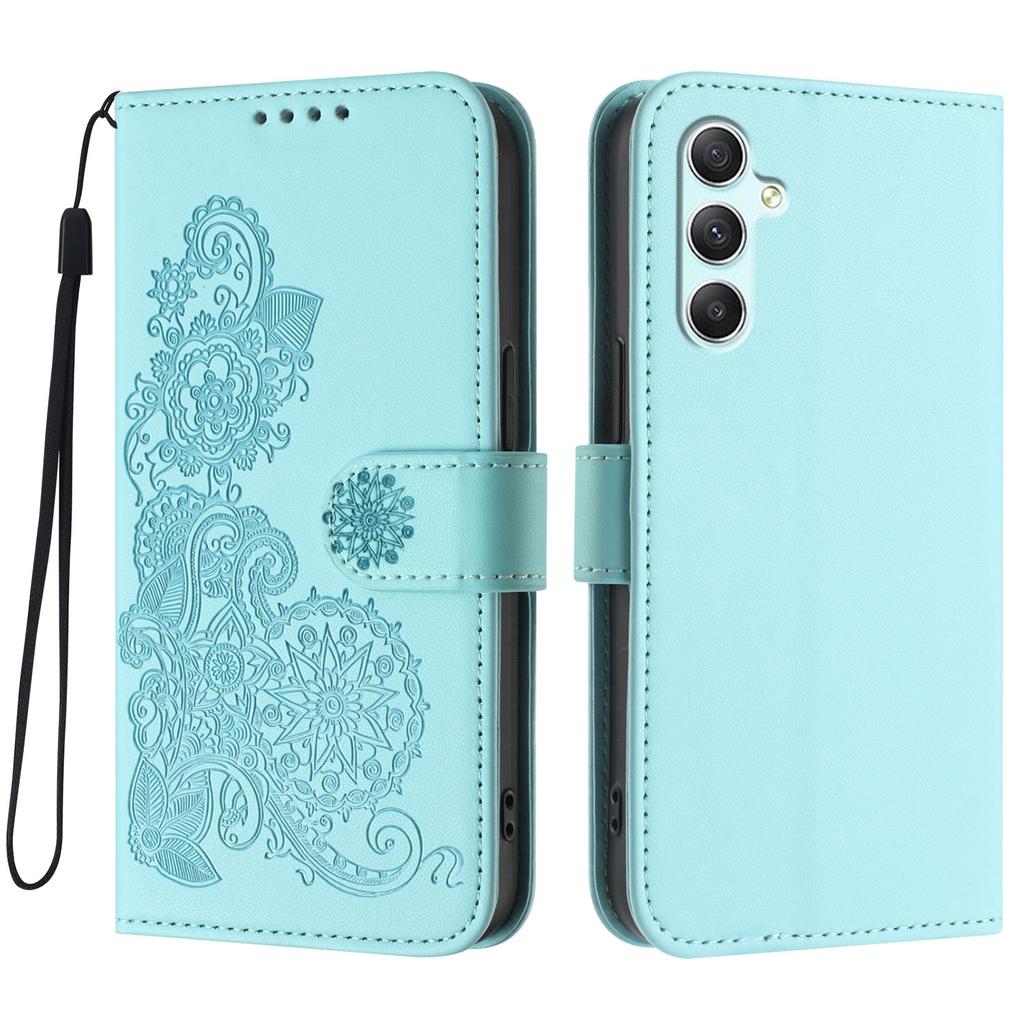 For Samsung Galaxy A34 5G Phone Cases Mandala Flower Leather Wallet Mobile Cover with Strap