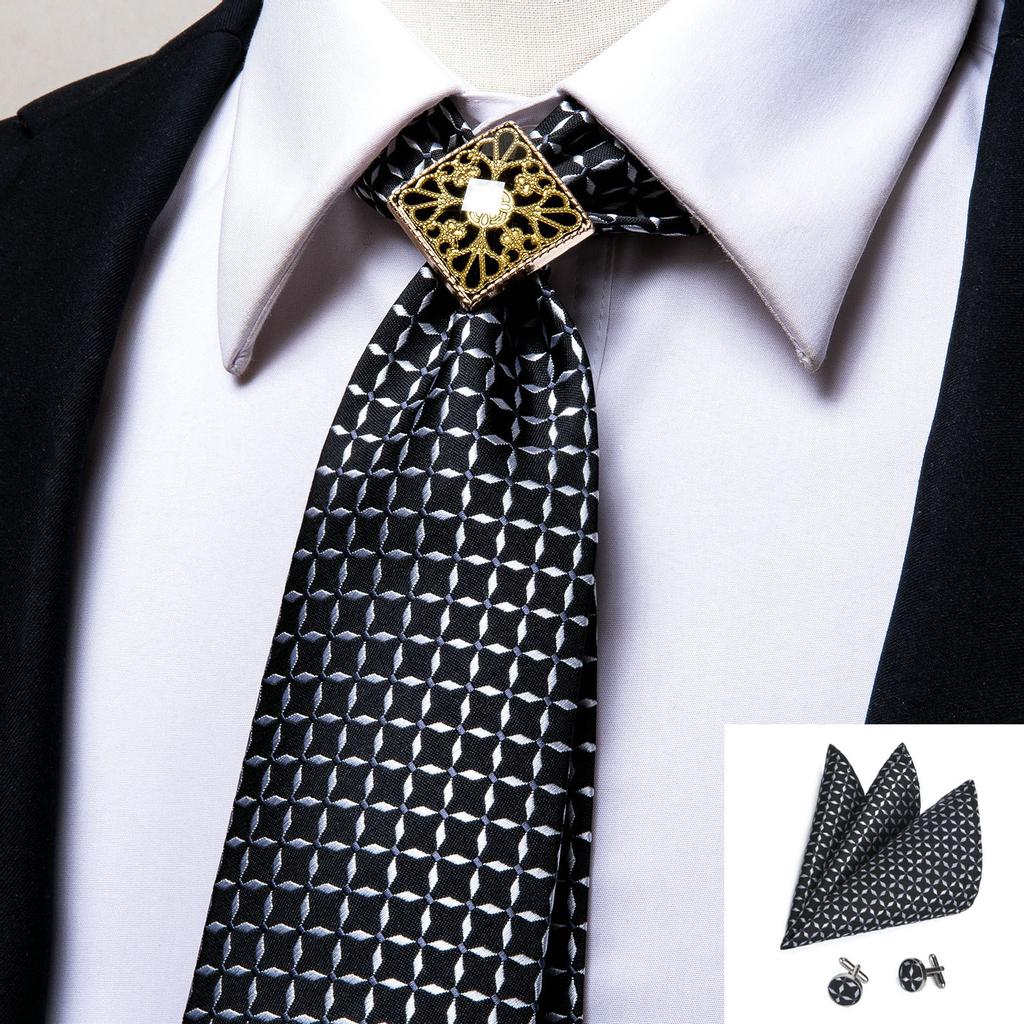 Hi-Tie Винно-красный галстук для мужчин, галстук, носовой платок, запонки, кольцо для галстука из сплава, галстук-боло, набор бутоньерок