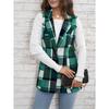 YYFS Женская мода повседневная клетчатая печать осень-зима без рукавов поло воротник куртки и пальто