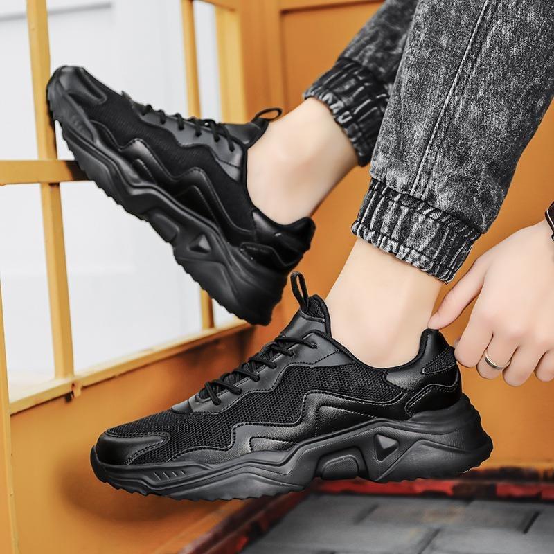 Модные кроссовки на платформе, мужские, новые осенние, низкие, сетчатые, на шнуровке, кроссовки для мужчин, разноцветные, универсальные, на толстой подошве, вулканизированные туфли