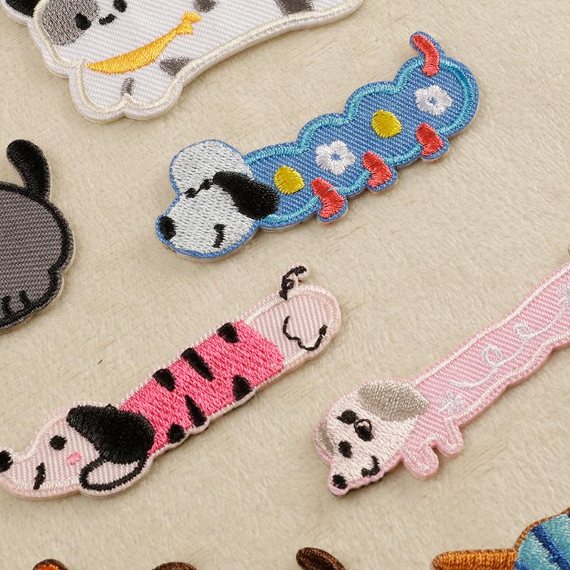 Оригинальная вышитая этикетка самоклеящаяся нашивка милая колбаска собака чехол для мобильного телефона аксессуары вышитая наклейка аксессуары нашивка наклейка из ткани