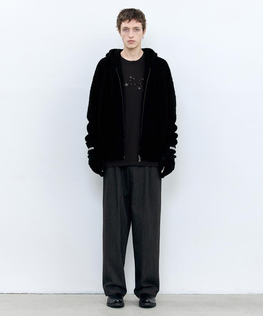 INSILENCE Cozy Soft Hooded Zip-Up Knit Black