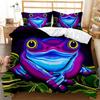 Bedding Cartoon Frog Duvet Cover King/Queen Size Fantasy Galaxy Animal Colored Frogs Design Psychedelic Polyester Quilt Cover