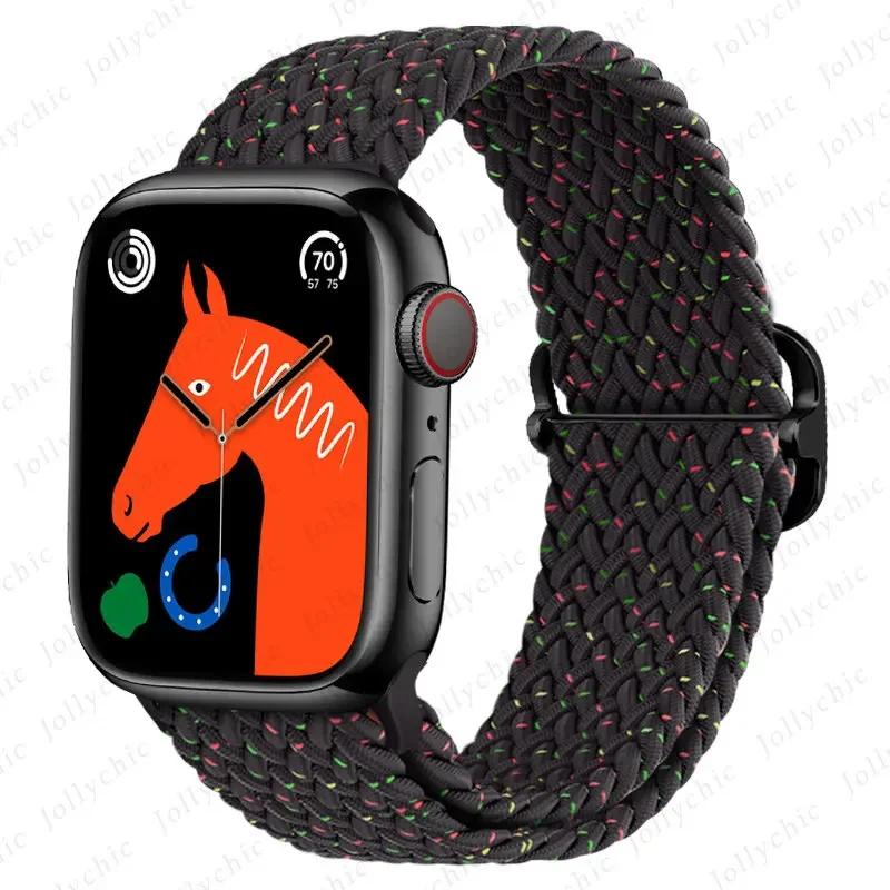 Плетеный браслет Solo Loop для Apple watch Ultra band 40 мм 44 мм 41 мм 38 мм 49 мм 45 мм Эластичный нейлоновый браслет для iWatch series 9 8 7 6 5 4 3 se