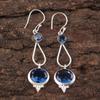 Natural London Blue Topaz Gemstone 925 Sterling Silver Handmade Earrings 2.50" EE-132-15