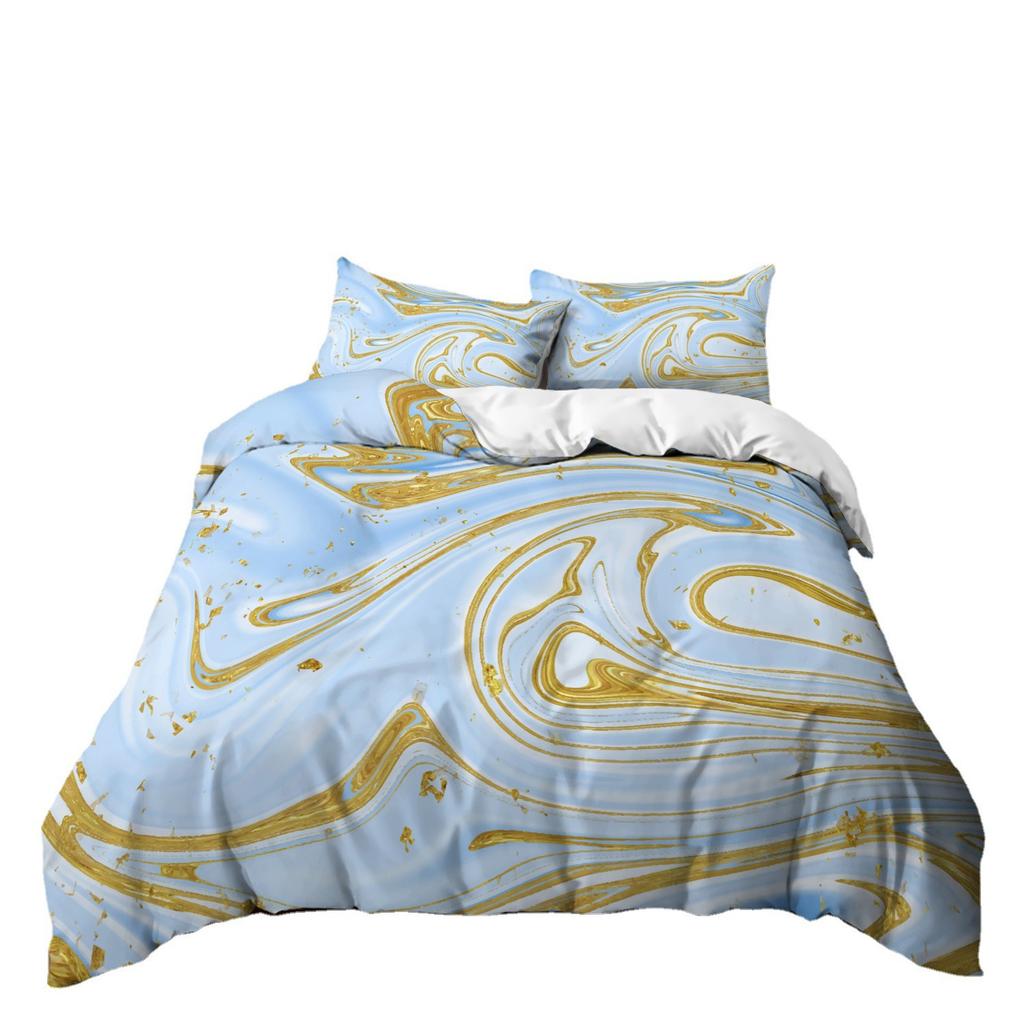 Home Textile Marble Texture Three-Piece Gradual Change Quilt Cover Digital Printing Bedding