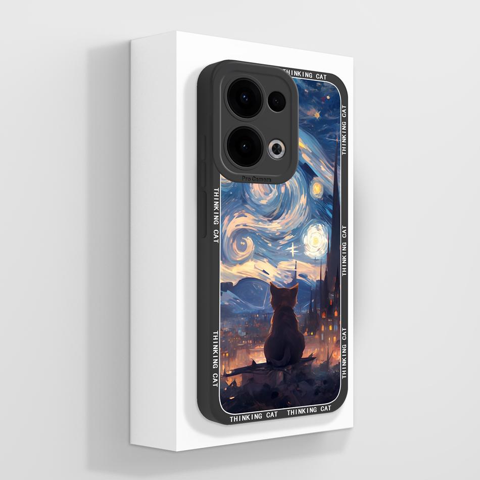 Чехол для телефона Oppo Reno 13 Pro Милый Кот Панда Мягкий Жидкий Силикон Полное Покрытие Противоударный Задняя Крышка Телефона Для Oppo Reno13 5G