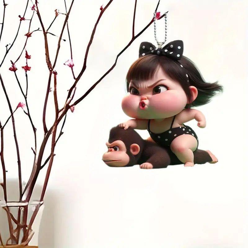 Delightful Acrylic Cartoon Car Spirit Keychain Impressive Decorative Item For Anywhere You Like