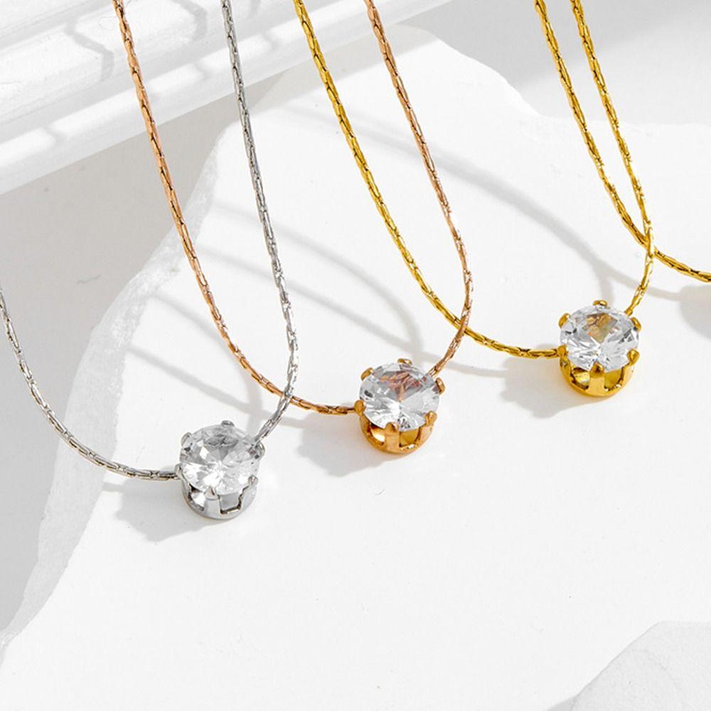 Titanium Steel Zirconia Necklace Waterproof Chain Necklace New Pendant Necklace  for Woman