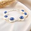 Natural Lapis Lazuli Gemstone 925 Sterling Silver Jewelry Handmade Bracelet 8.5" RB-3-18