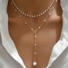 European and American Style Y-shaped Imitation Pearl Fringed Double-layer Necklace Stacked with Light Luxury Niche Necklace Accessories